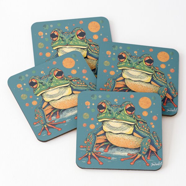 Item preview, Vibrant Frog Illustration, Bold Colourful Amphibian Art Print designed and sold by JawKneeArt.