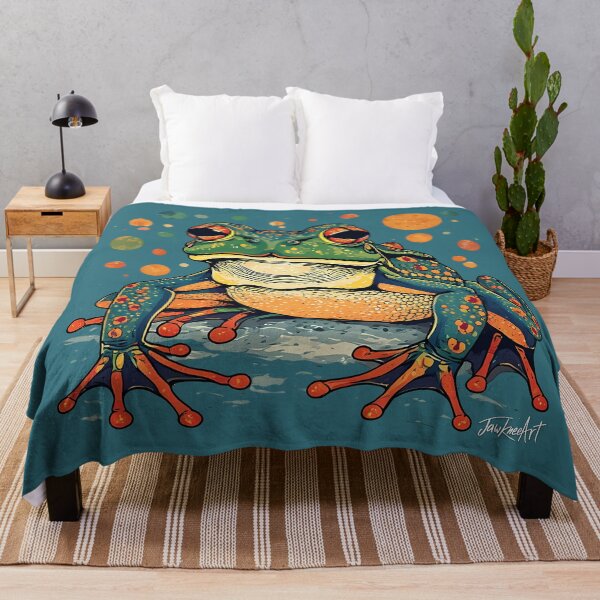 Item preview, Vibrant Frog Illustration, Bold Colourful Amphibian Art Print designed and sold by JawKneeArt.