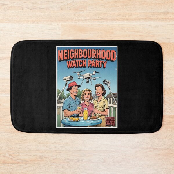 Item preview, Neighbourhood Watch Party Poster, Vintage Comic Style Drone Surveillance Artwork designed and sold by JawKneeArt.