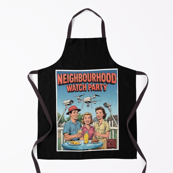 Item preview, Neighbourhood Watch Party Poster, Vintage Comic Style Drone Surveillance Artwork designed and sold by JawKneeArt.