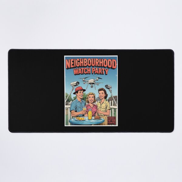 Item preview, Neighbourhood Watch Party Poster, Vintage Comic Style Drone Surveillance Artwork designed and sold by JawKneeArt.