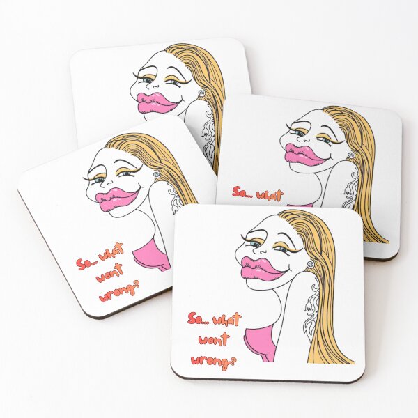 Item preview, A woman, big mouth, long eyelashes, blond hair, writing so... what went wrong? designed and sold by Jusiasw.