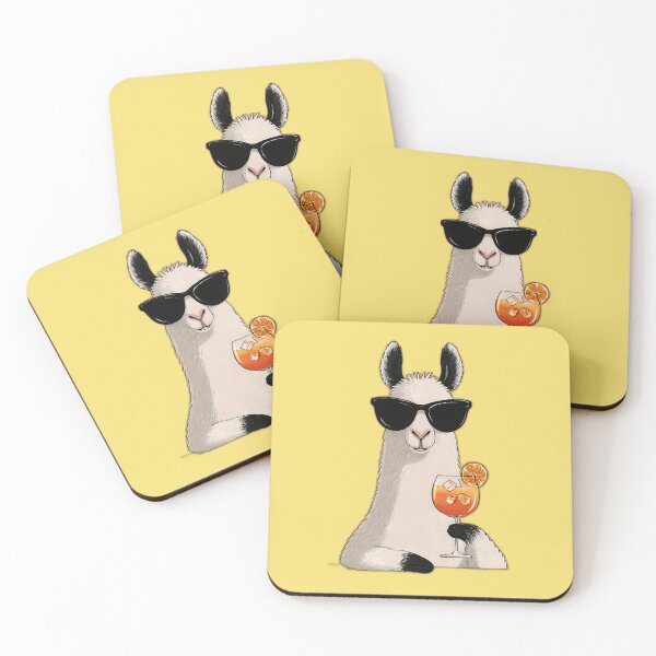 Item preview, Sunglasses Llama with Orange Spritz – Classy Minimal Cocktail Cartoon designed and sold by Beachy Beasts.