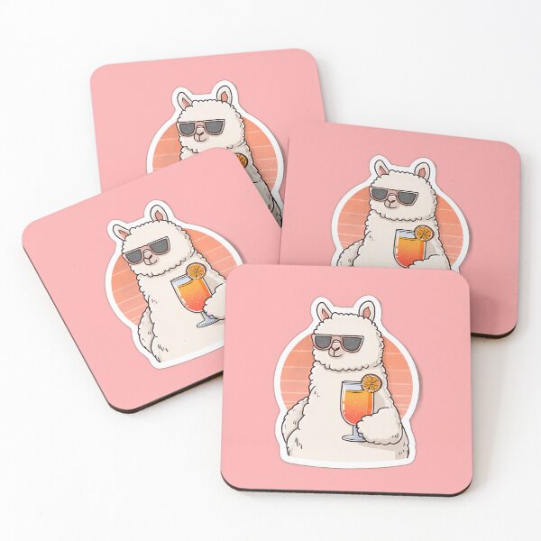 Item preview, Retro Sunset Alpaca with Spritz – Sunglasses Cocktail Sticker Style designed and sold by Beachy Beasts.