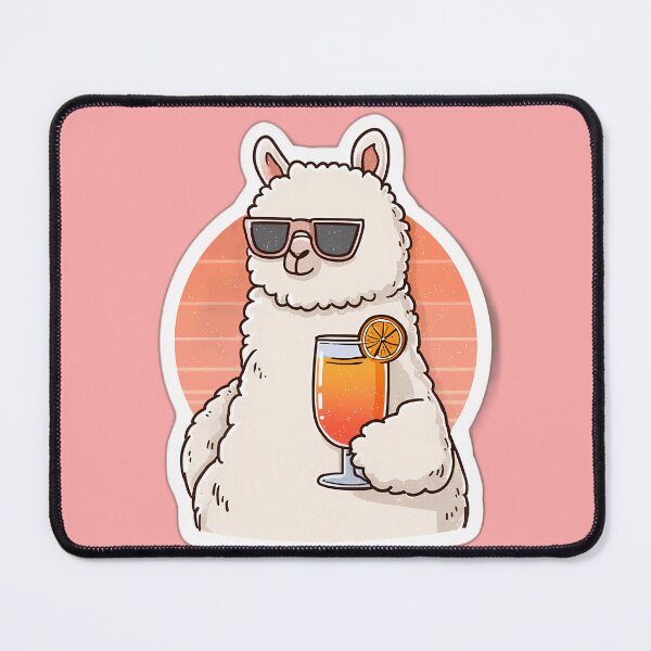 Item preview, Retro Sunset Alpaca with Spritz – Sunglasses Cocktail Sticker Style designed and sold by Beachy Beasts.