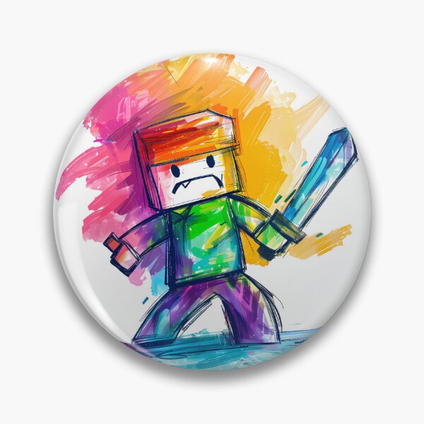 Item preview, Rainbow Rage Minecraft Steve - Explosive Blocky Art Print designed and sold by DesignArtist.ia.