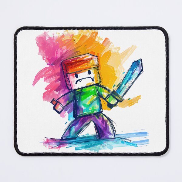 Item preview, Rainbow Rage Minecraft Steve - Explosive Blocky Art Print designed and sold by DesignArtist.ia.