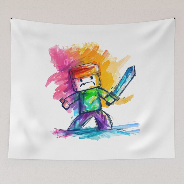 Item preview, Rainbow Rage Minecraft Steve - Explosive Blocky Art Print designed and sold by DesignArtist.ia.