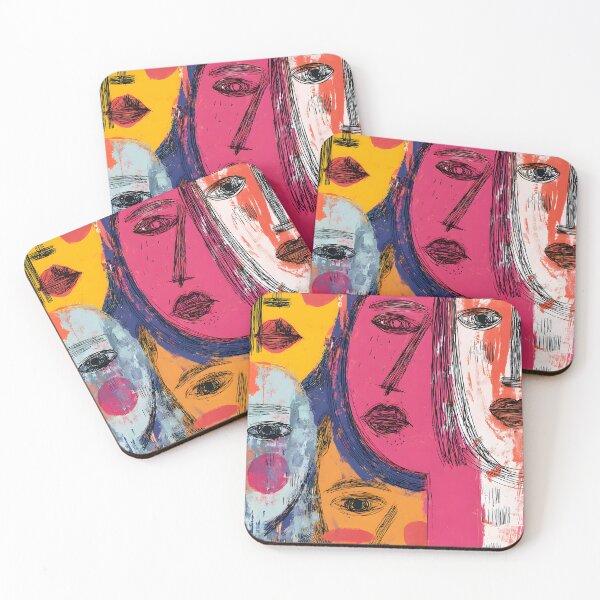 Item preview, Women's Day Vivid Abstract Faces with Bold Lines and Dynamic Contrasting Color Background designed and sold by OlfactoART Studio.