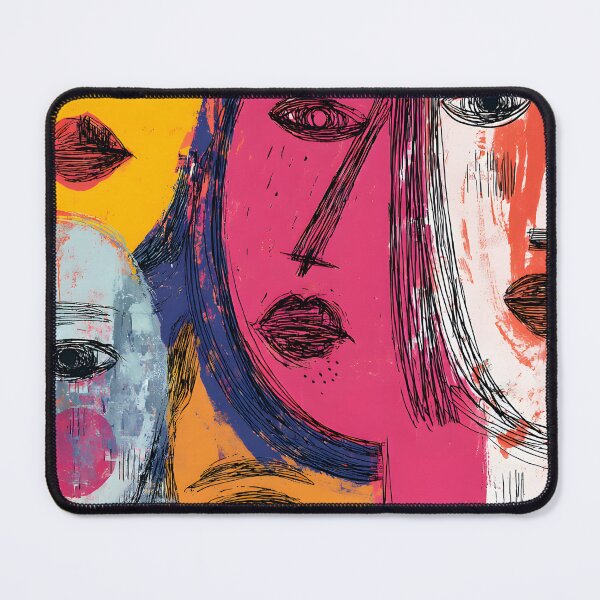 Item preview, Women's Day Vivid Abstract Faces with Bold Lines and Dynamic Contrasting Color Background designed and sold by OlfactoART Studio.