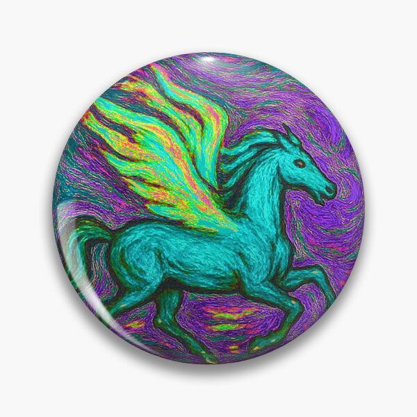 Item preview, Pegasus, colorful Fire Horse with wings  on fire, expressive pattern designed and sold by Mevissart.