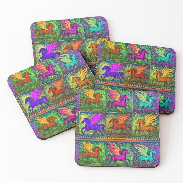 Item preview, Pegasus, colorful Fire Horse with wings  on fire, expressive pattern designed and sold by Mevissart.