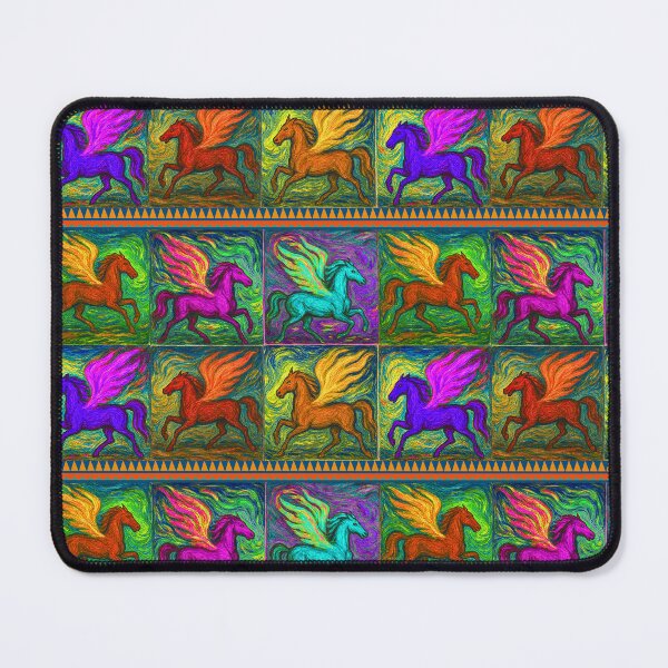 Item preview, Pegasus, colorful Fire Horse with wings on fire, expressive pattern designed and sold by Mevissart.