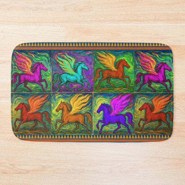 Item preview, Pegasus, colorful Fire Horse with wings  on fire, expressive pattern designed and sold by Mevissart.