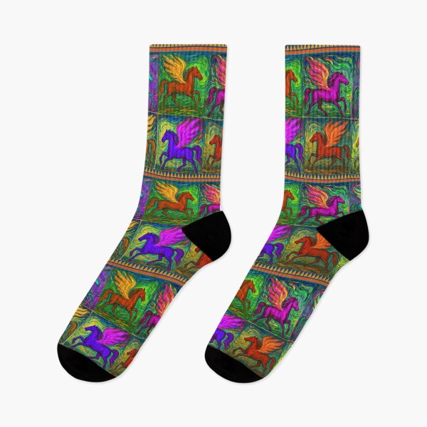 Item preview, Pegasus, colorful Fire Horse with wings  on fire, expressive pattern designed and sold by Mevissart.