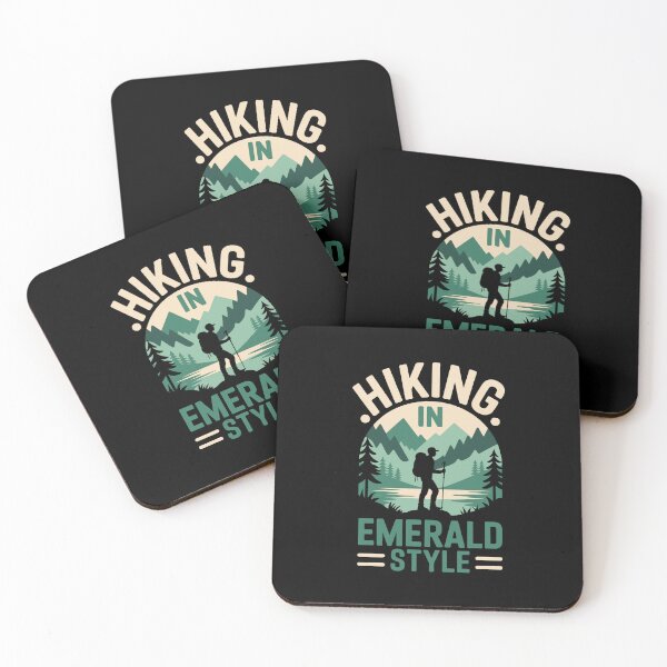 Item preview, Hiking in Emerald Style - Mountain Adventure Nature Silhouette Design designed and sold by NaturEdeN.