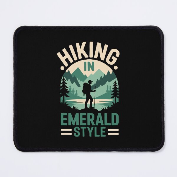 Item preview, Hiking in Emerald Style - Mountain Adventure Nature Silhouette Design designed and sold by NaturEdeN.