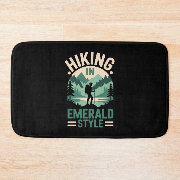 Item preview, Hiking in Emerald Style - Mountain Adventure Nature Silhouette Design designed and sold by NaturEdeN.