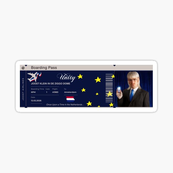 Joost Klein Ziggo Dome Boarding Pass Sticker