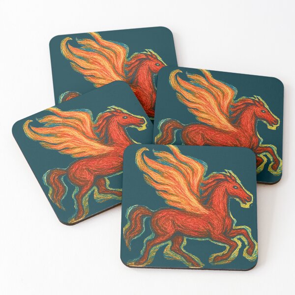 Item preview, Pegasus, Red Fire Horse with wings  on fire, expressive pattern designed and sold by Mevissart.