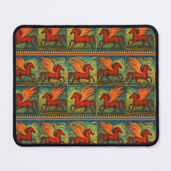Item preview, Pegasus, Red Fire Horse with wings on fire, expressive pattern designed and sold by Mevissart.