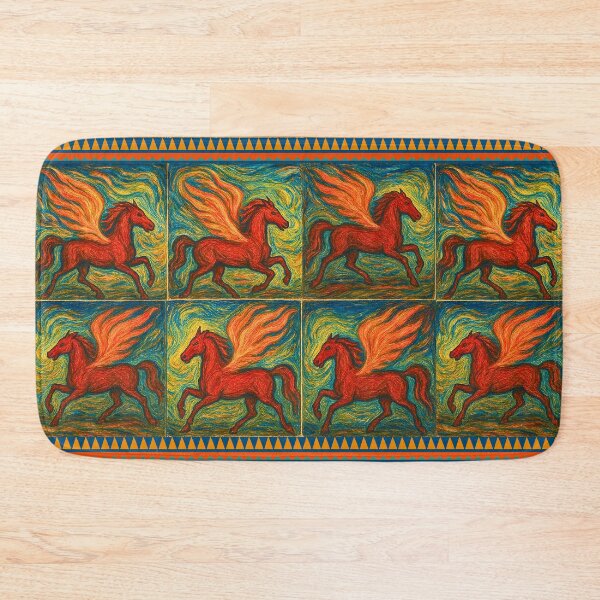 Item preview, Pegasus, Red Fire Horse with wings  on fire, expressive pattern designed and sold by Mevissart.