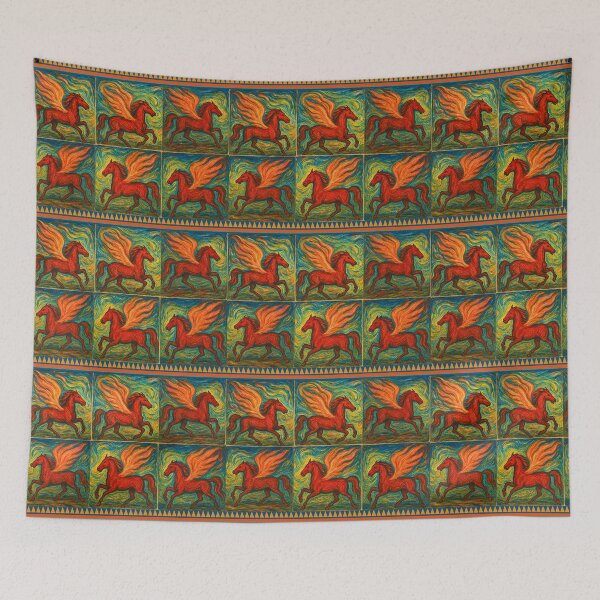 Item preview, Pegasus, Red Fire Horse with wings  on fire, expressive pattern designed and sold by Mevissart.