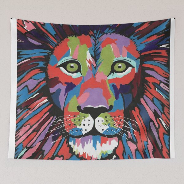 Item preview, Colorful Lion Face designed and sold by Sartoris Art.