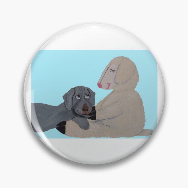 Item preview, Weimaraner Puppy with stuffed lamb designed and sold by Squirreldumplings.