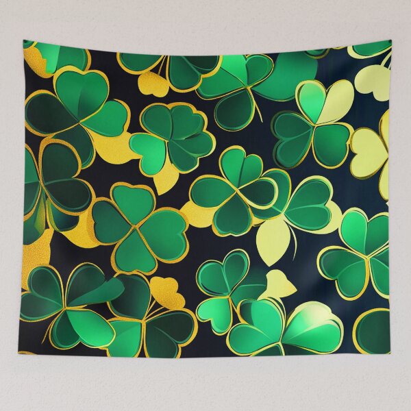 Item preview, St. Patrick's Day Green And Golden Elegant Shamrocks Pattern designed and sold by DEC02.