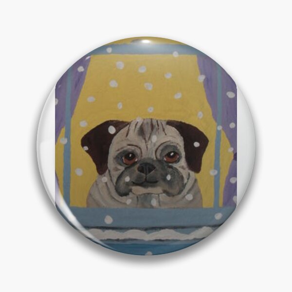Item preview, Pug at window watching it snow designed and sold by Squirreldumplings.
