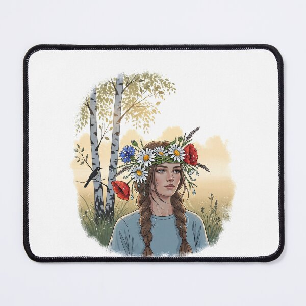 Item preview, Portrait of a Girl with Flower Crown in Birch Forest designed and sold by TeeARTHY.