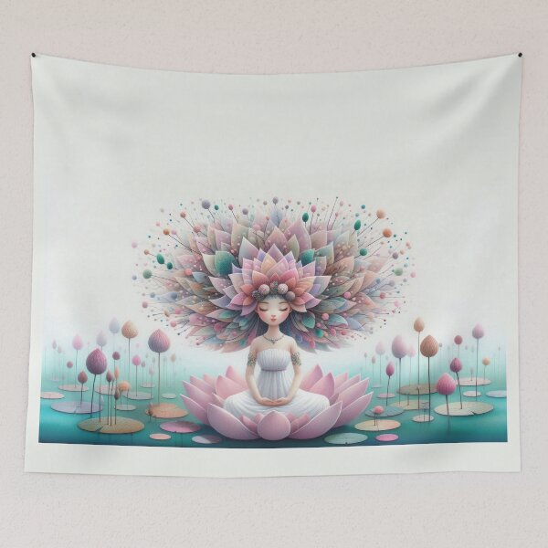 Item preview, Goddess of Spring Meditating Above a Lotus Pond designed and sold by ideandesign.