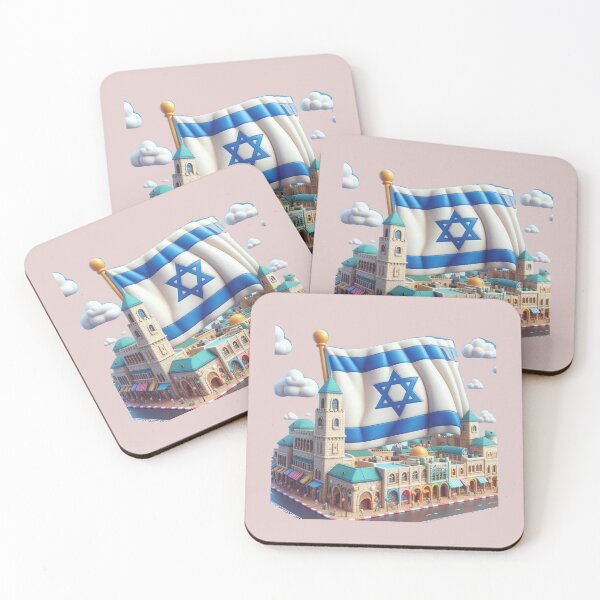 Item preview, Israel Landmark Panorama – Large Israeli Flag 3D Cute Label  designed and sold by PaintMeWorld.