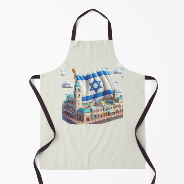 Item preview, Israel Landmark Panorama – Large Israeli Flag 3D Cute Label designed and sold by PaintMeWorld.
