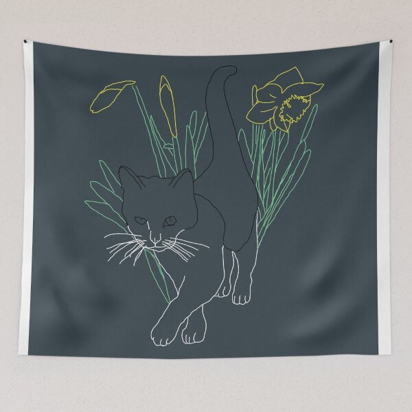 Item preview, Cat among daffodils at night designed and sold by IsabelQuincoces.