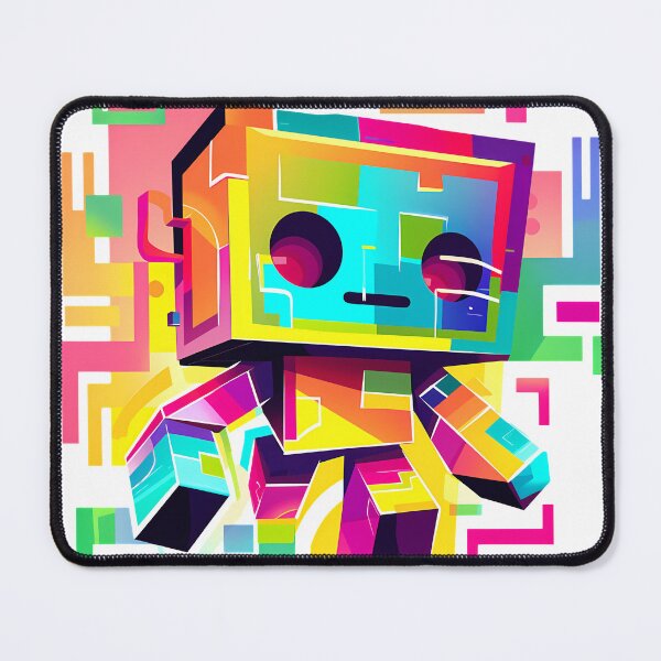 Item preview, Rainbow Glitch Lego Robot - Explosive Color Brick Built Art Print designed and sold by DesignArtist.ia.