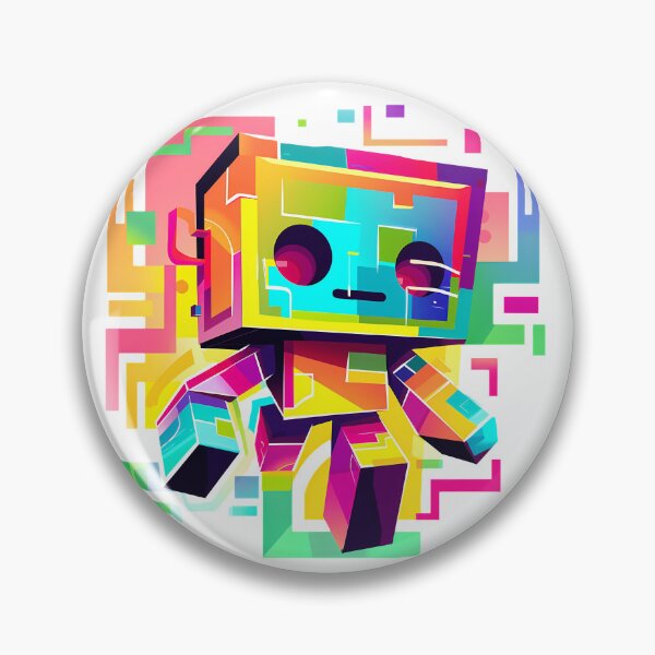 Item preview, Rainbow Glitch Lego Robot - Explosive Color Brick Built Art Print designed and sold by DesignArtist.ia.