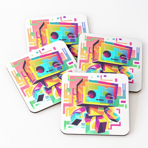 Item preview, Rainbow Glitch Lego Robot - Explosive Color Brick Built Art Print designed and sold by DesignArtist.ia.