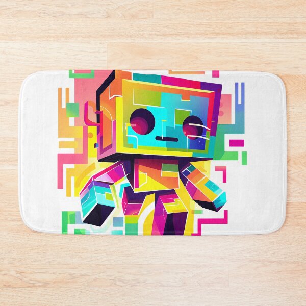 Item preview, Rainbow Glitch Lego Robot - Explosive Color Brick Built Art Print designed and sold by DesignArtist.ia.