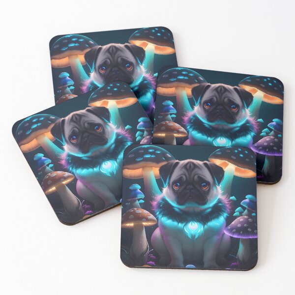 Item preview, Enchanted Pug — Bioluminescent Mushroom Art designed and sold by CanineCourier.