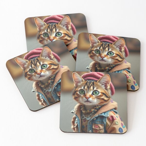 Item preview, "Stylish Cat in Beret – Whimsical Anthropomorphic Feline Fashion" designed and sold by Dogandesighn.