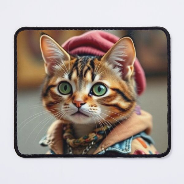 Item preview, "Stylish Cat in Beret – Whimsical Anthropomorphic Feline Fashion" designed and sold by Dogandesighn.