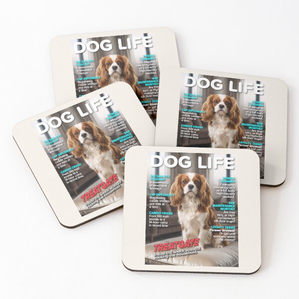 Item preview, DOG LIFE – King Charles Cavalier “Treatgate” Cover designed and sold by FrancophileFun.