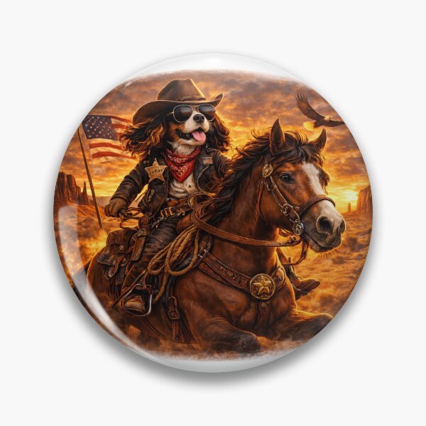 Item preview, Funny Cavalier Cowboy Western Dog Art designed and sold by PavelskiArt.