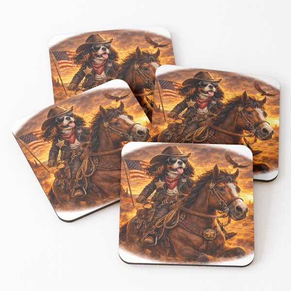 Item preview, Funny Cavalier Cowboy Western Dog Art designed and sold by PavelskiArt.