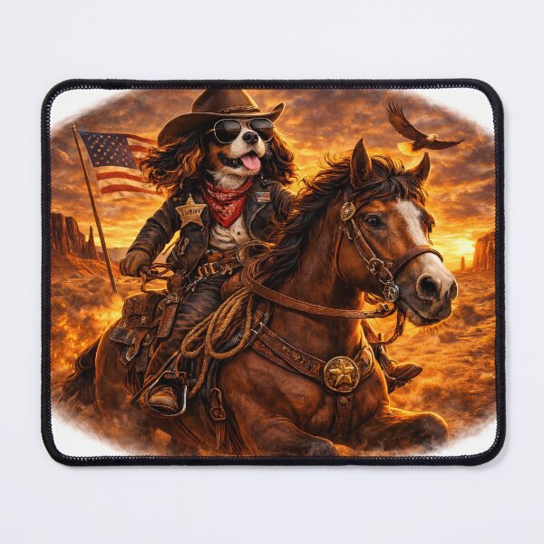 Item preview, Funny Cavalier Cowboy Western Dog Art designed and sold by PavelskiArt.
