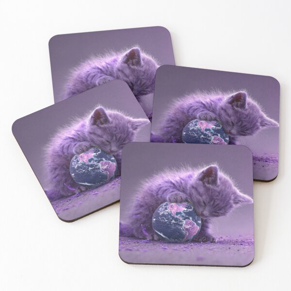 Item preview, Pure Tenderness: Purple Kitten Hugging the World designed and sold by med-lavender-ee.