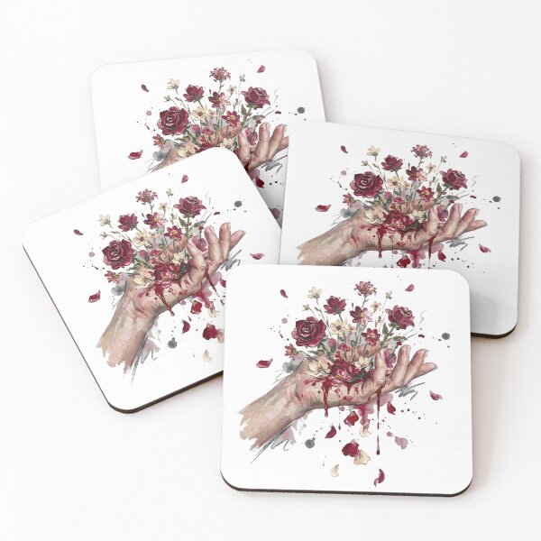 Item preview, Bleeding Garden Hand Art - Dark Floral Oil Painting designed and sold by Mora Atelier Designs.