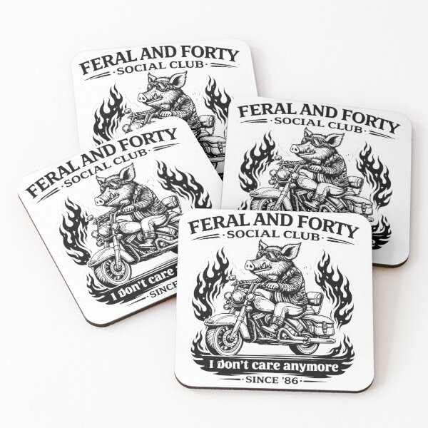 Item preview, Feral and Forty Social Club – Funny 40th Birthday Raccoon Biker Design Since ’86 designed and sold by VibeOffline Studio.